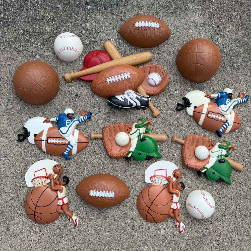 70s/80s Vintage Burwood Homco Sports Wall Decor 3D USA Made Plastic 13 Pieces